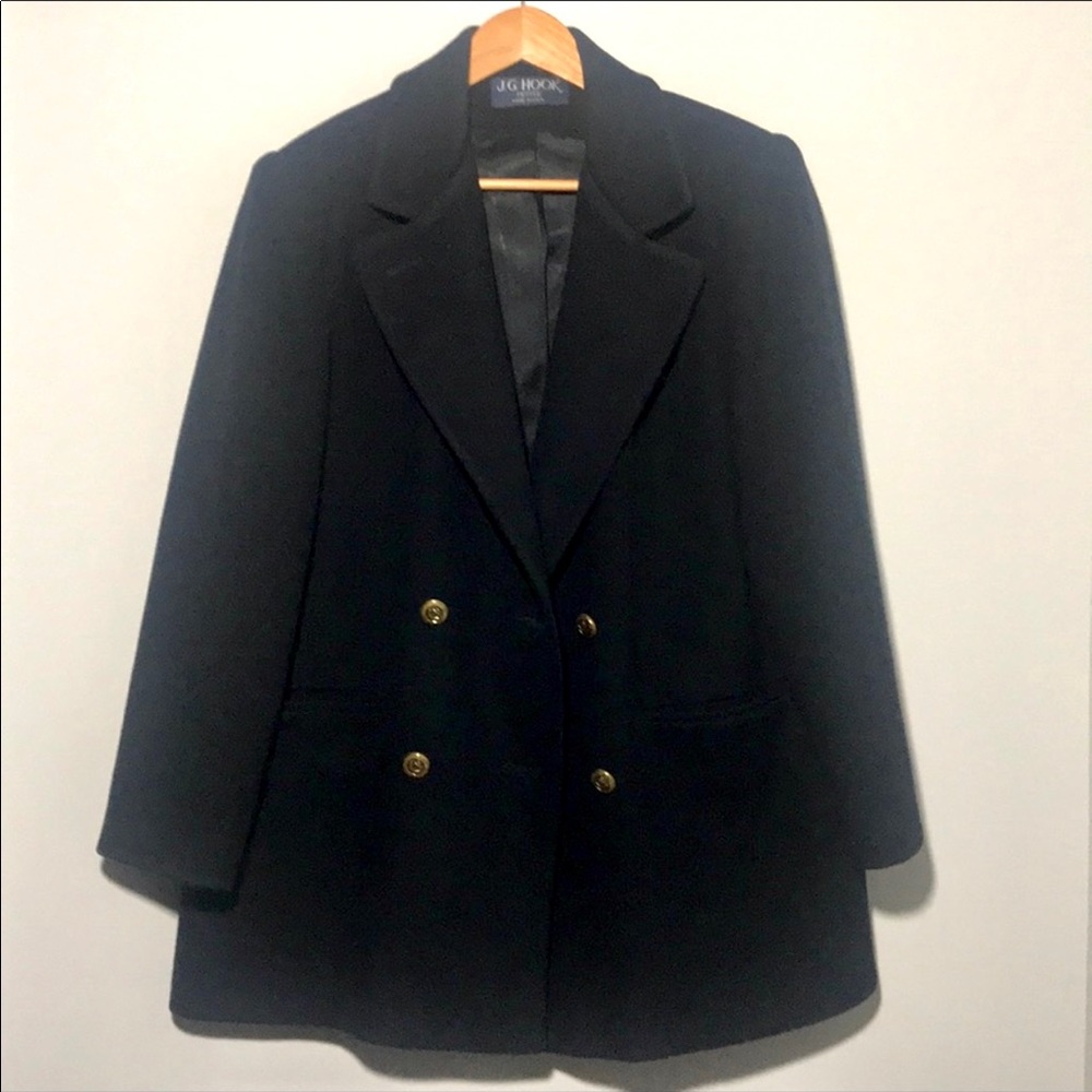 J.G. HOOK Wool Double Breasted Peacoat